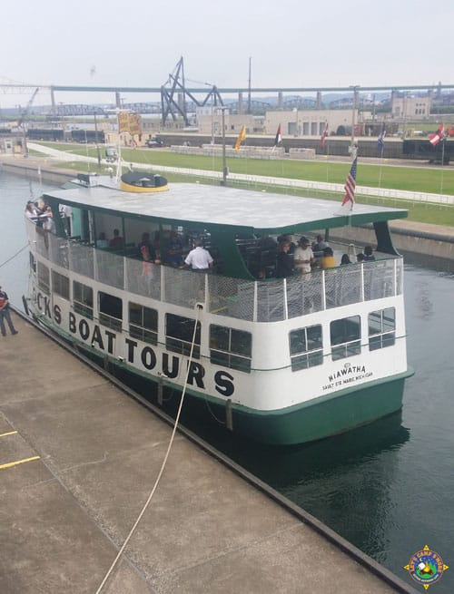 Soo Locks Tour Boat going through the locks