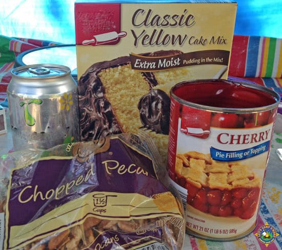 ingredients for a camping dessert cake