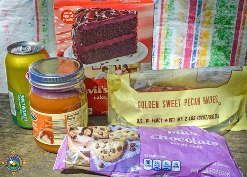 ingredients for a Caramel Turtle Dump Cake