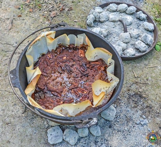 Dump Cake in Dutch Oven with Coals