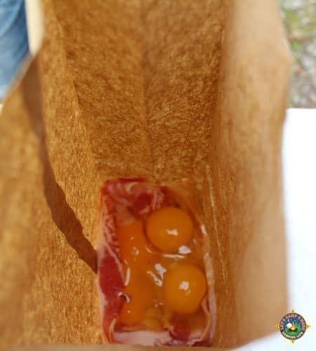 Eggs in a Breakfast in a Bag bacon and eggs in a bag