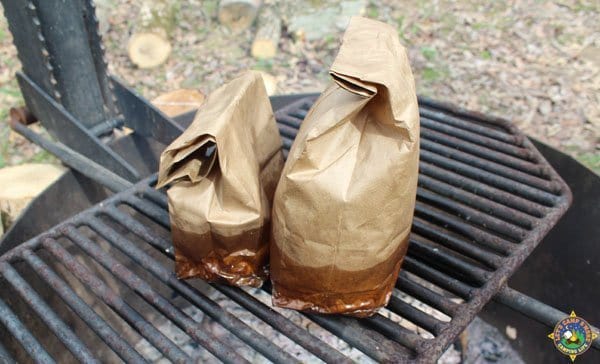 Breakfast cooking in a bag over a campfire breakfast in a bag cooking over a campfire
