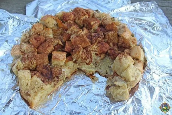 close up of dutch oven french toast