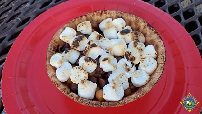 smore dessert bowl on a red plate