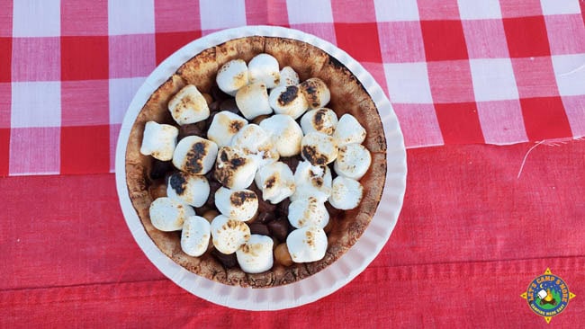 S'more banana waffle bowl camping dessert
