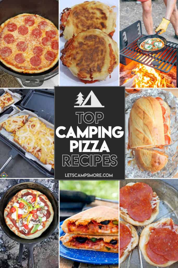 collage of different campfire pizza recipes