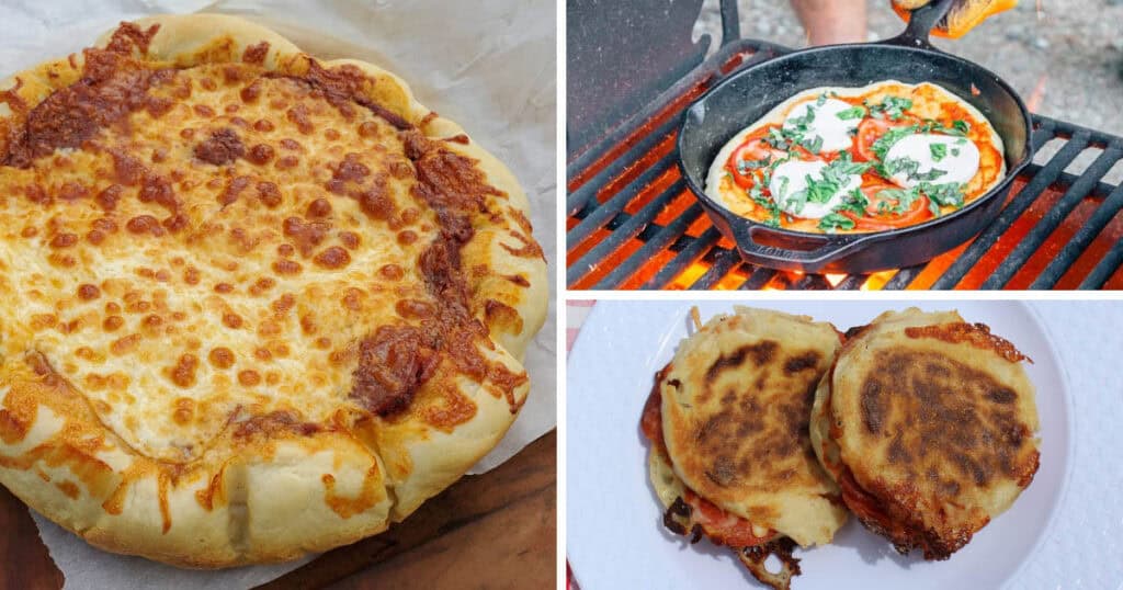 3 campfire pizzas