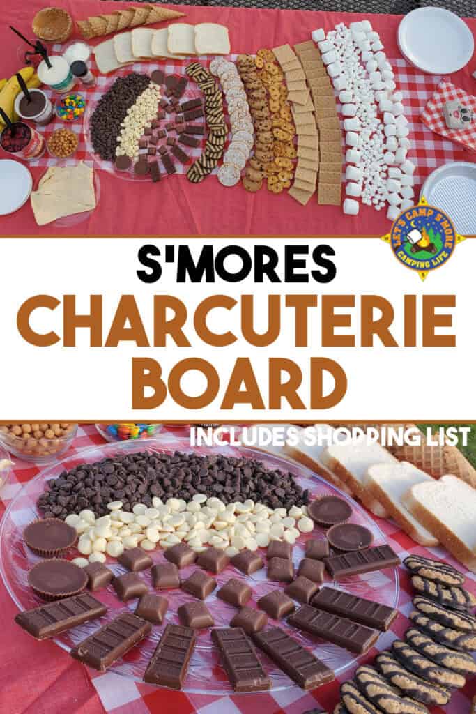 collage of a s'mores charcuterie board