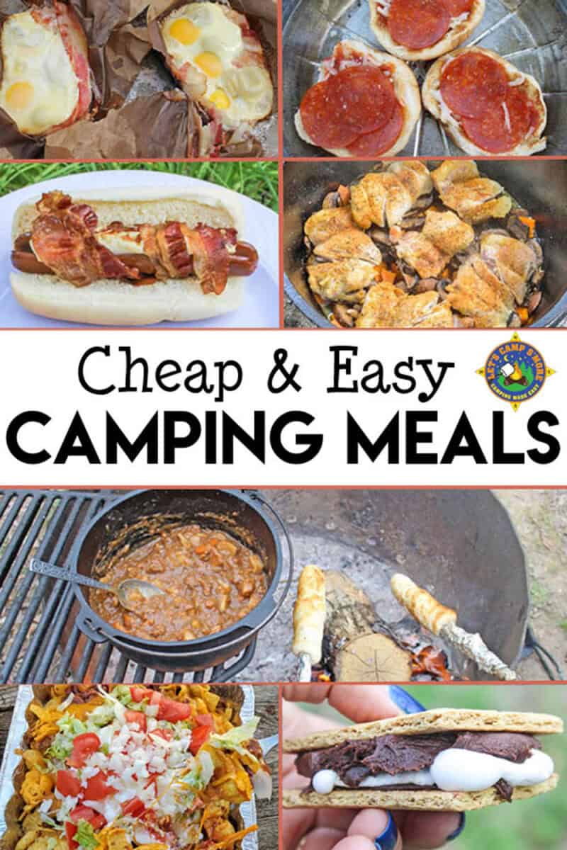 collage of camping recipes with text