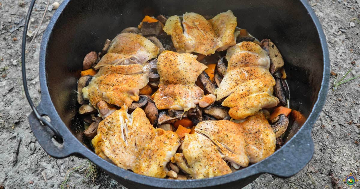 close up of a Dutch Oven Chicken meal