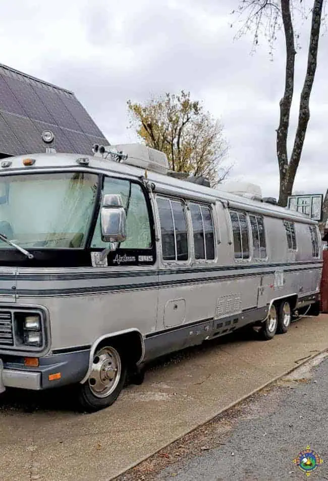 camping in the driveway in an Airstream motorhome