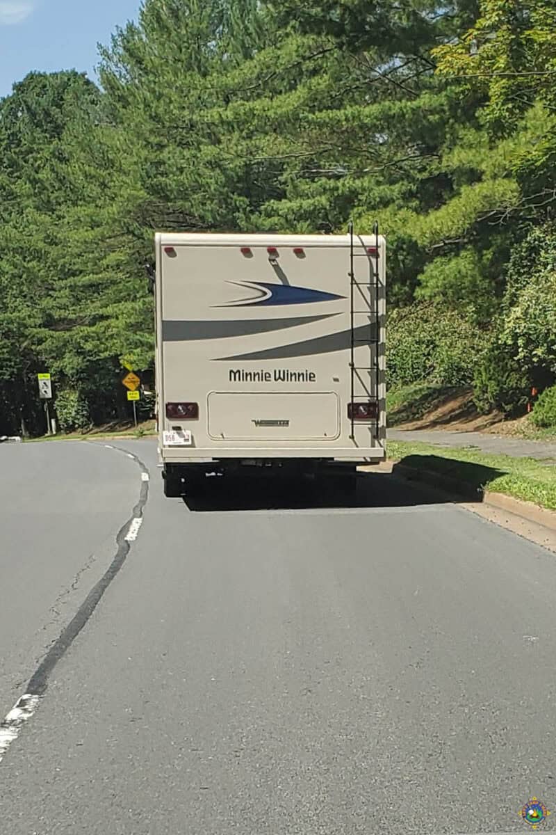 motorhome being driving through a residential area