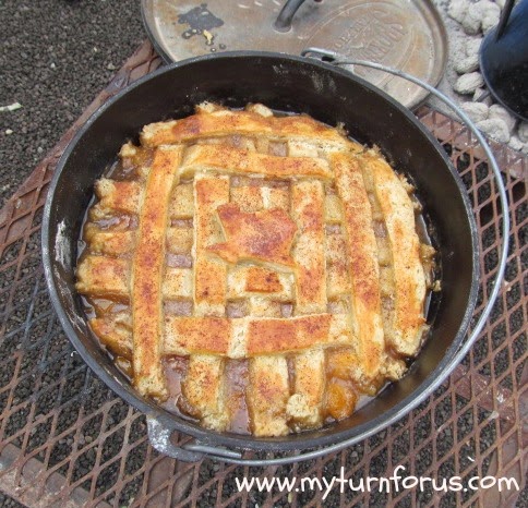 Texas Peach Cobbler in a Dutch Oven