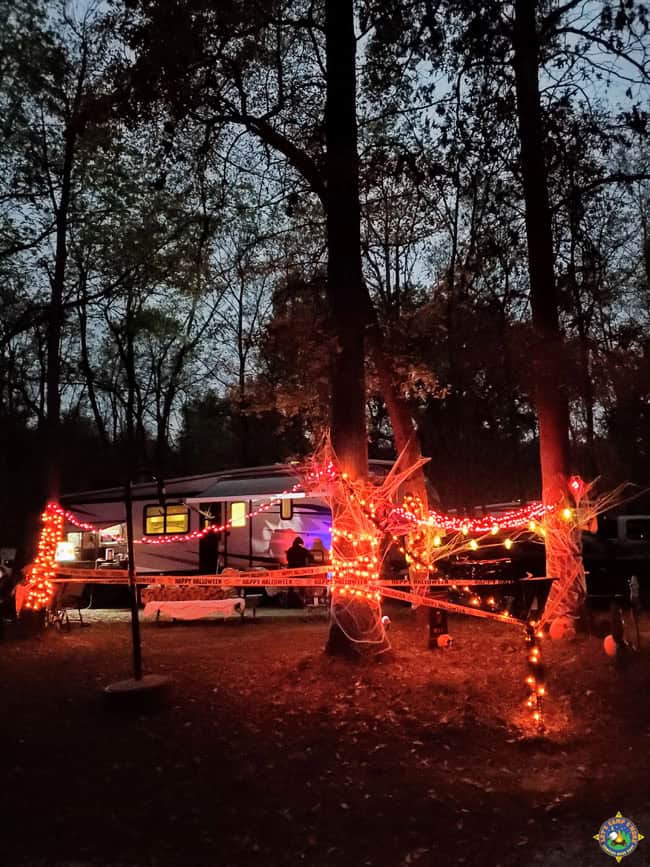 Halloween decorated campsite