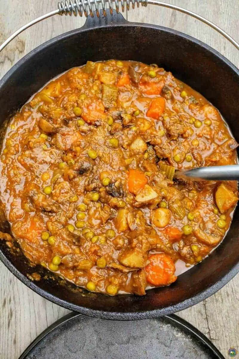 Beef Soup in a Cast Iron Pot