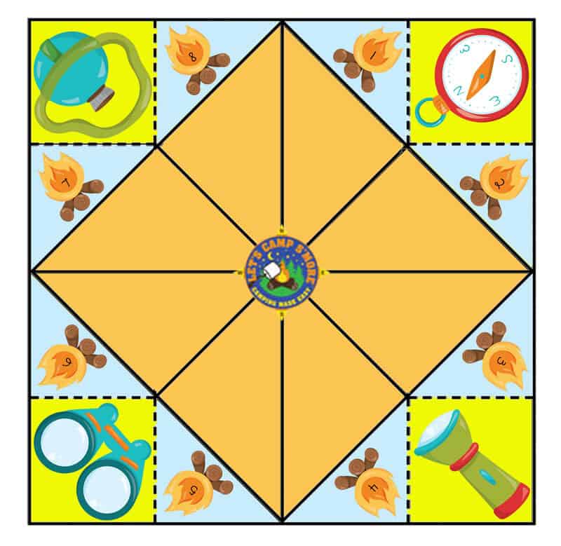 Kid's camping fortune teller origami printable