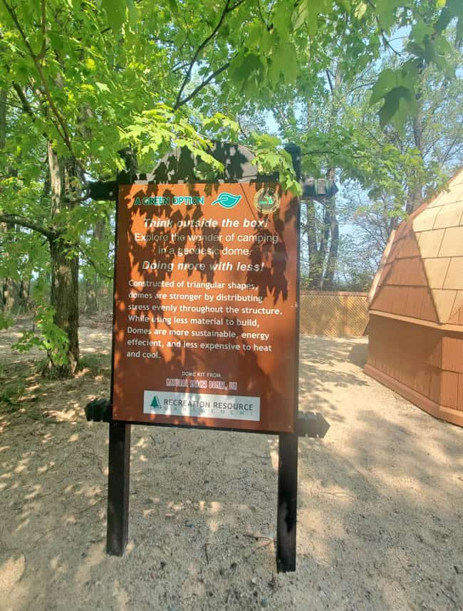 green camping dome sign