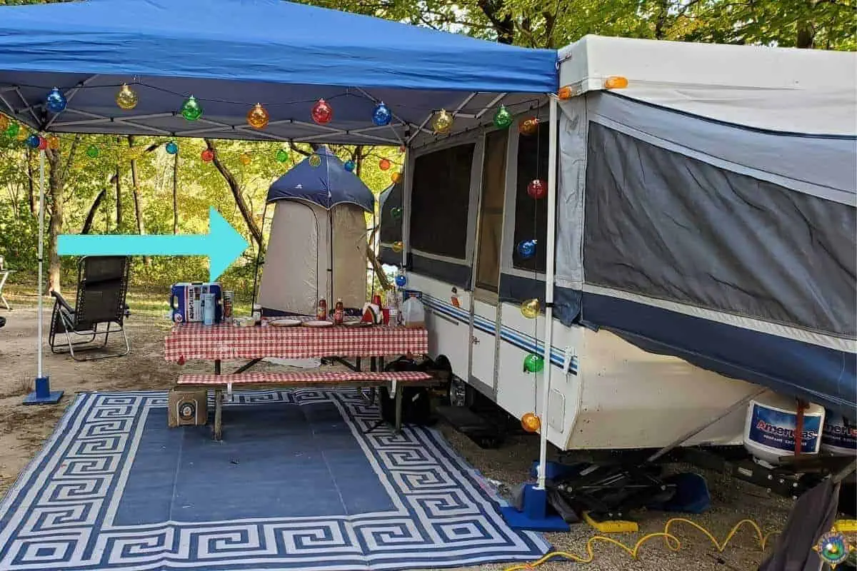 pop up camper with a potty tent