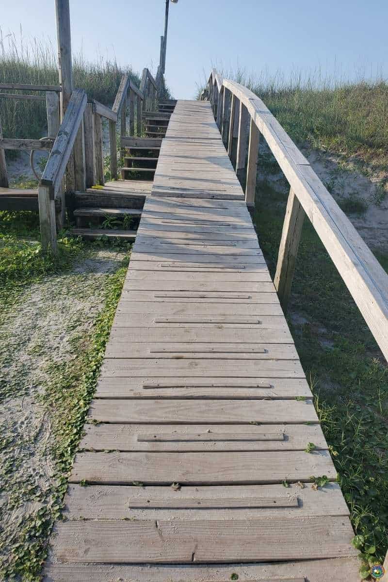 wooden ramp over the dunes to the beach