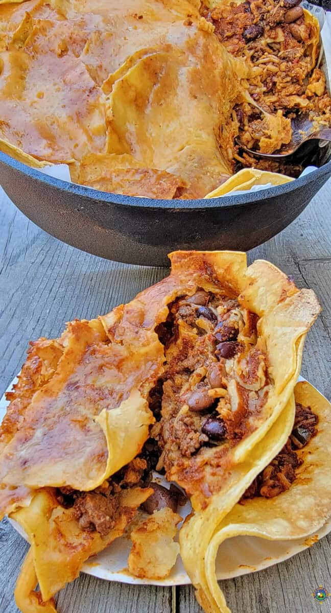 Campfire Tacos Camping Recipe with a serving on a plate