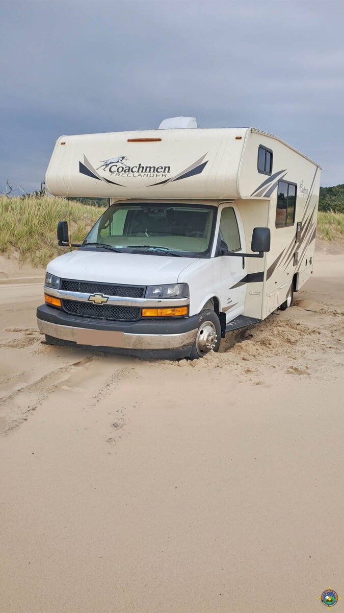 motorhome stuck in the sand
