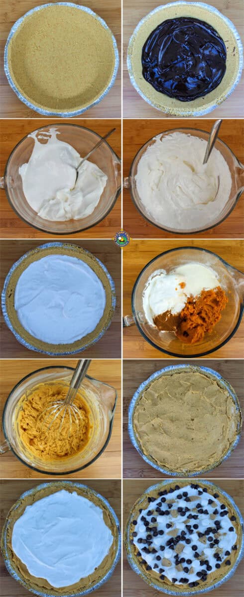S'more Pumpkin Fluff Pie Step by Step Directions