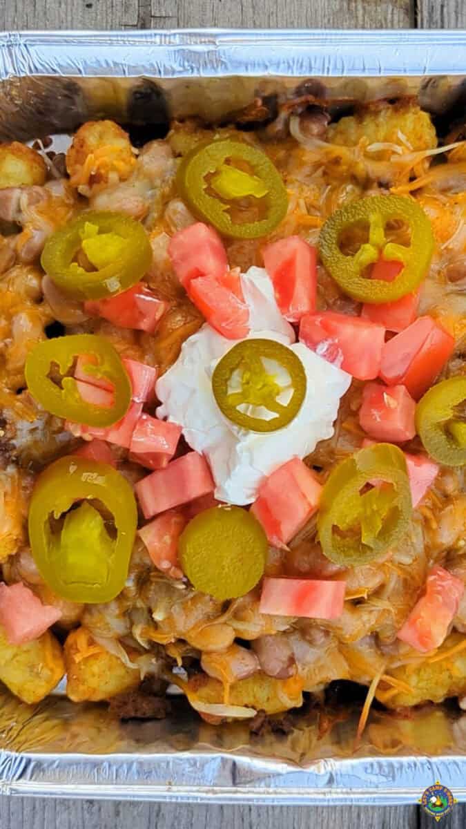 close up of Totchos in a pan