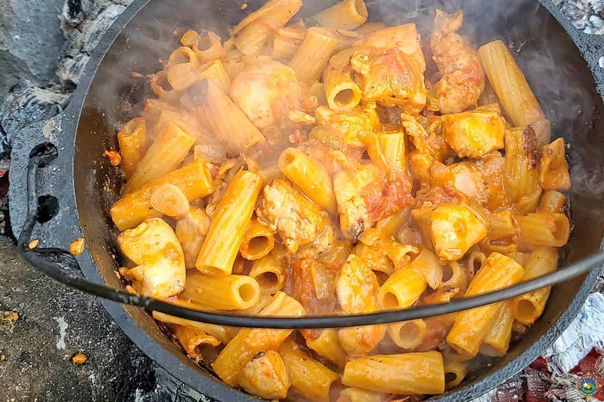 Campfire Chicken and Pasta Camping Recipe