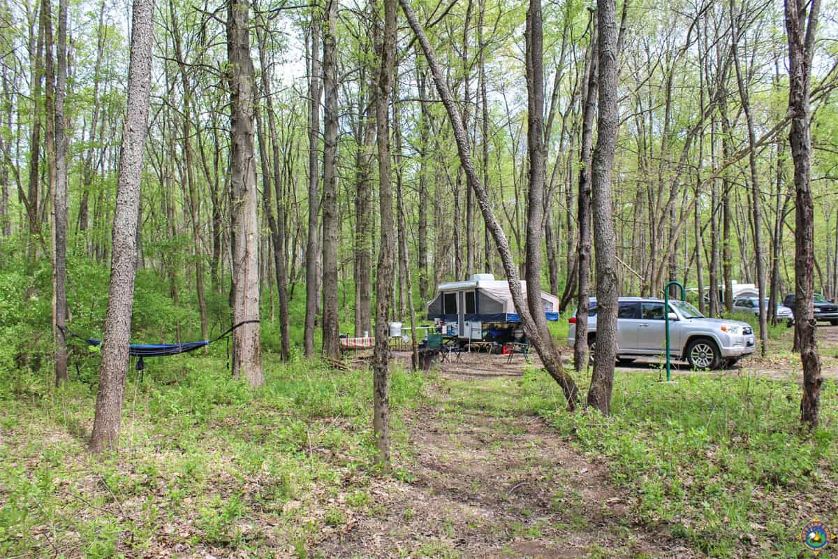 pop up camper at Kickapoo State Park