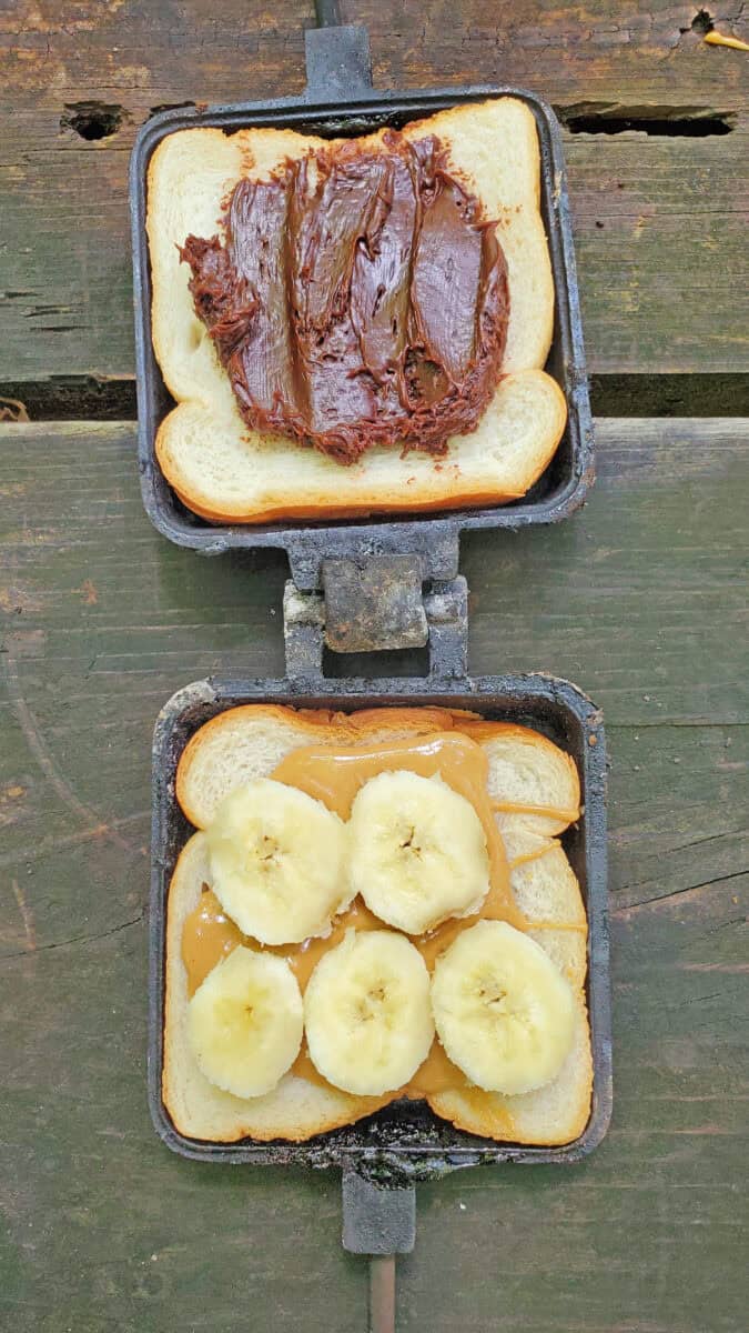 Peanut Butter Chocolate Banana Camping Pie