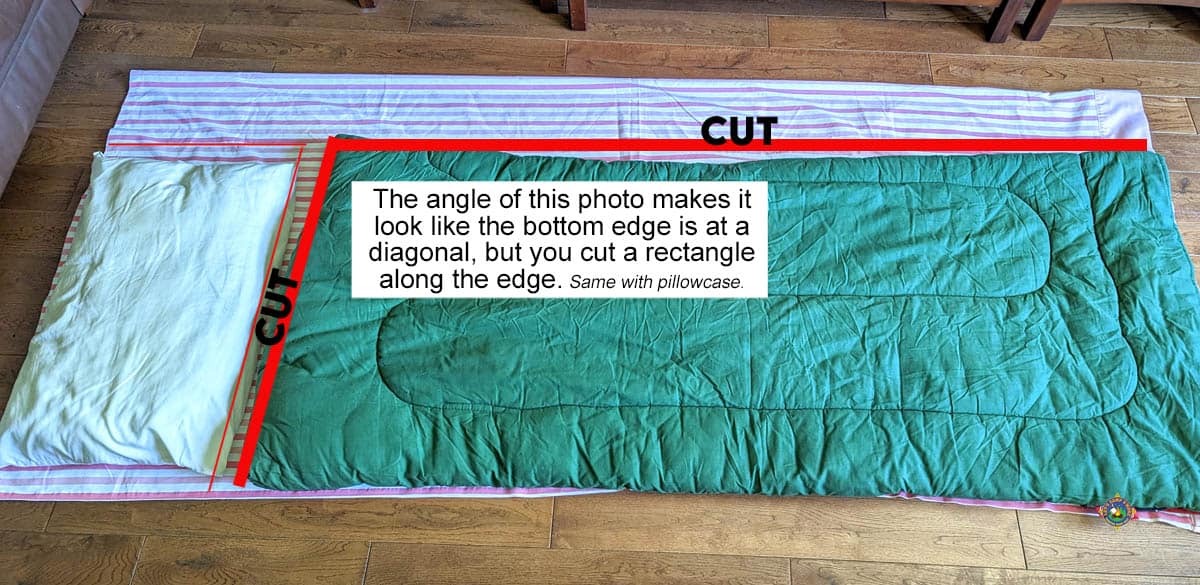 Sleeping Bag Liner Cutting Lines Marked