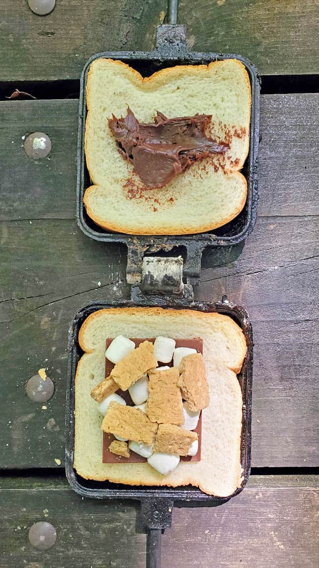 Smore Pudgy Pie in a pie iron