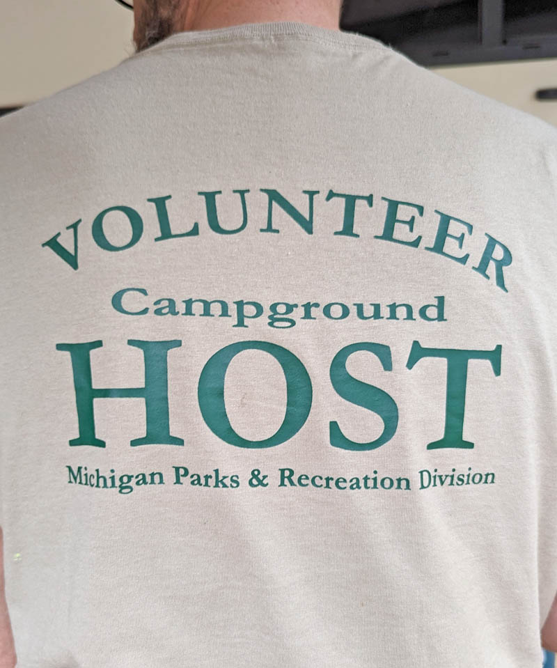 Back of a Volunteer Campground Host Michigan Parks and Recreation Division Shirt