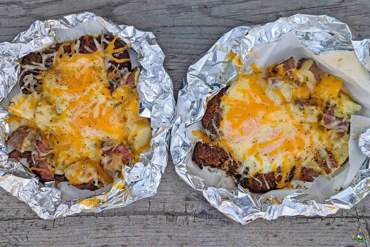 Breakfast foil meals made while camping