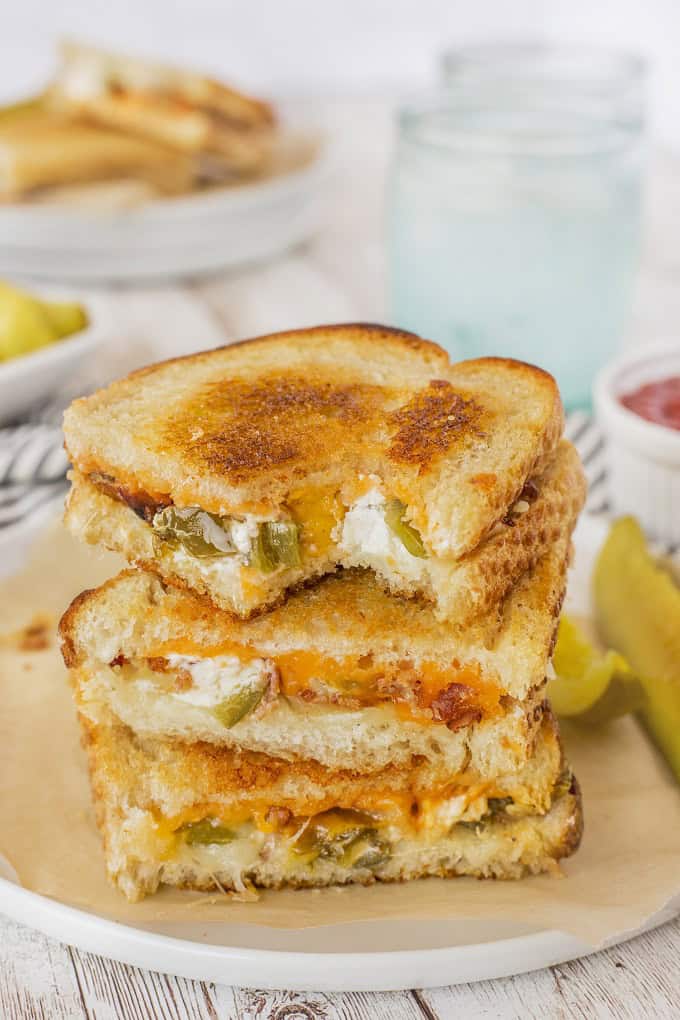 stack of Jalapeno Popper Grilled Cheese on a plate