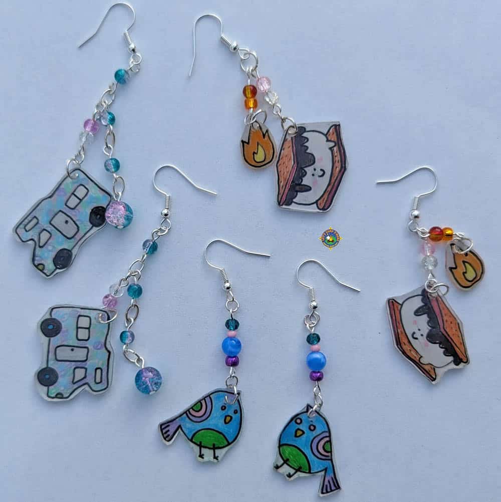 Camping Shrinky Dink Earrings
