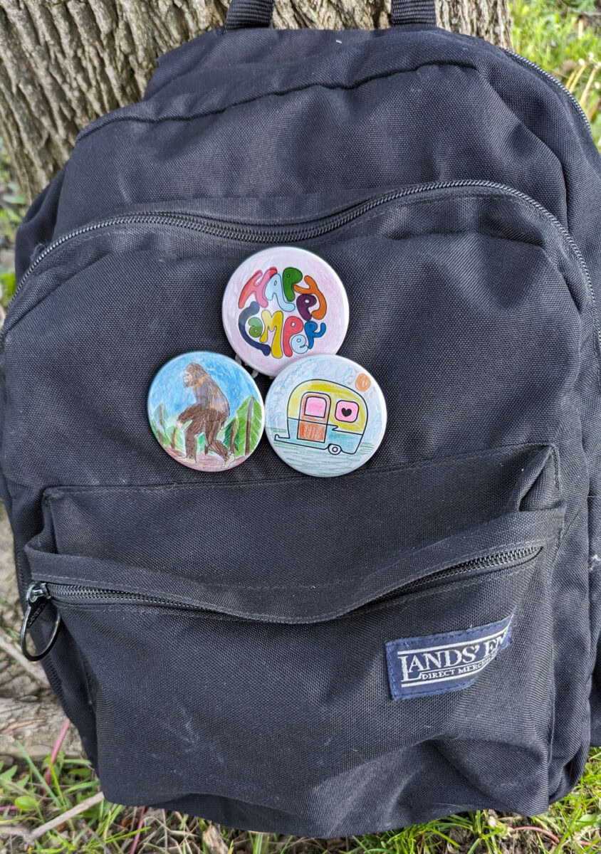 Backpack with Buttons on it
