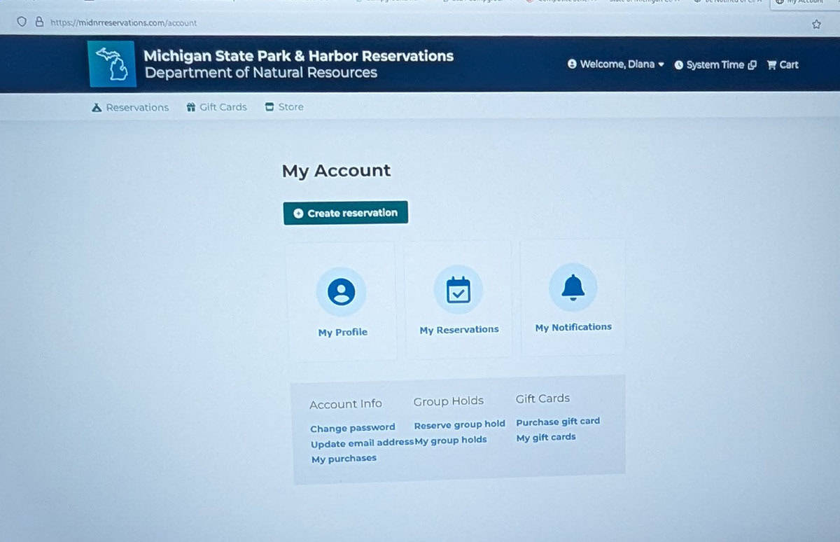 Michigan State Park & Harbor Reservations Webpage