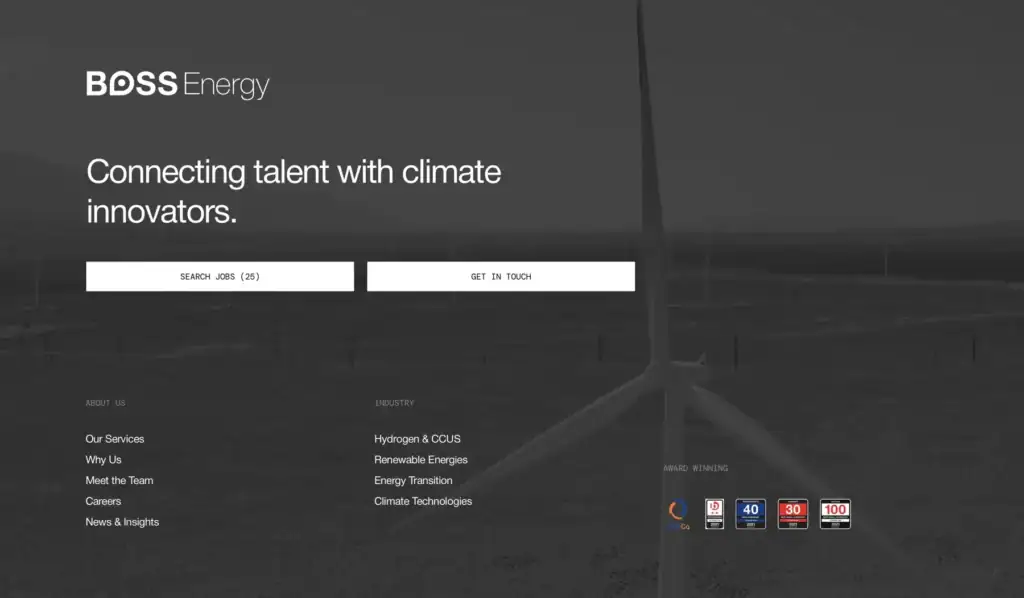 BOSS Energy website video background footer