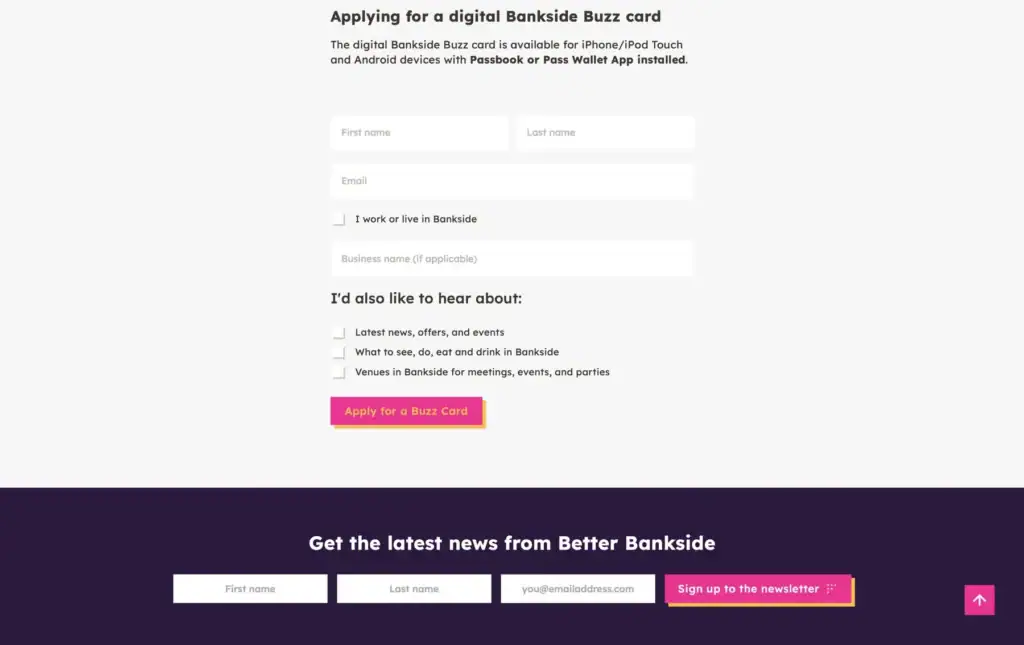 Better Bankside POS discount card integration and signup form