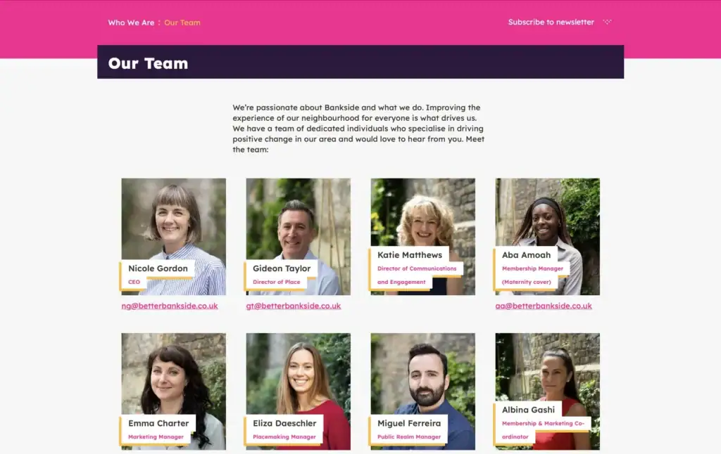 Better Bankside WordPress team page