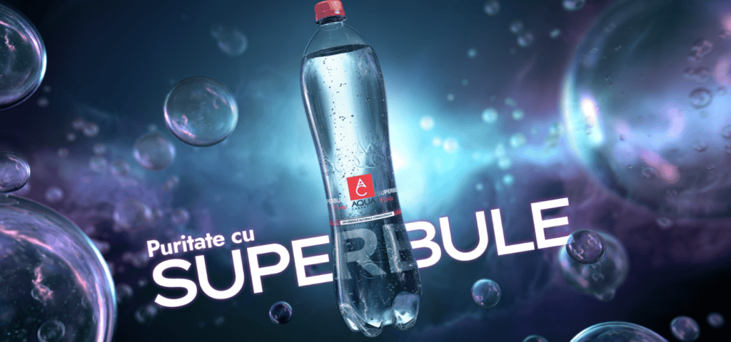 Aqua Carpatica mineral water bottle banner from Romania showing premium low nitrate natural water