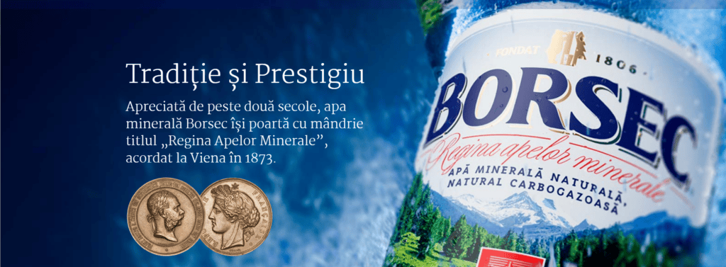 Borsec mineral water composition label showing minerals and CO2 content in Romania