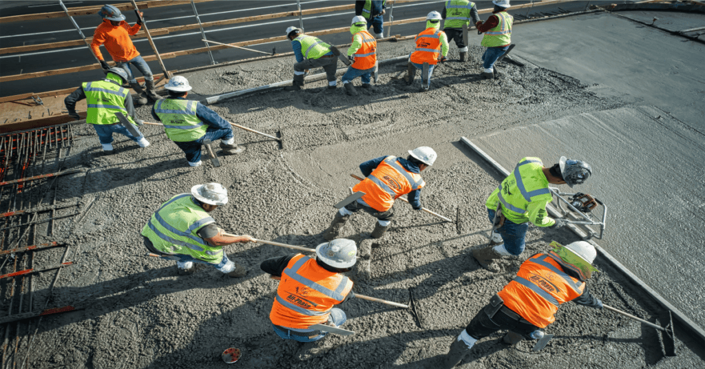Non-EU construction workers on a building site in Romania