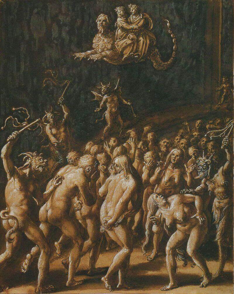 Giovanni Stradano illusztrációja Dante Poklához. Tizenhetedik ének: Geryon hátán, wikimedia.org