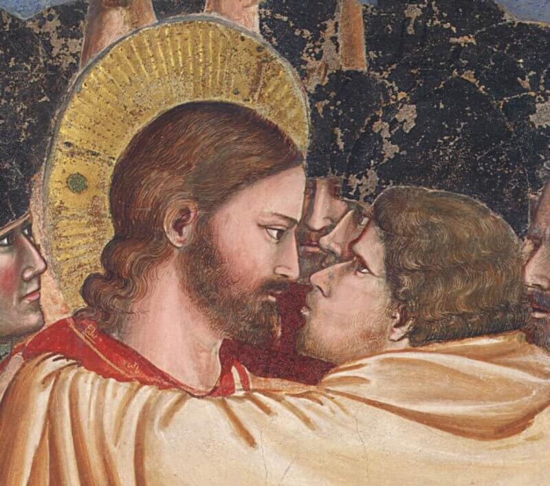 Giotto: Krisztus letartóztatása (Júdás csókja) - részlet