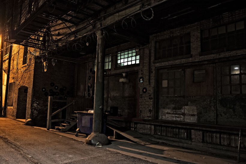 Dark City Alley at Night