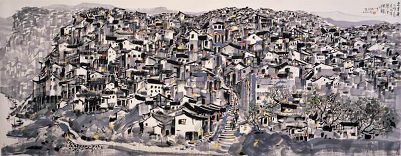 Wu Guanzhong: A régi idők Chongqing-ja, wikiart.com 