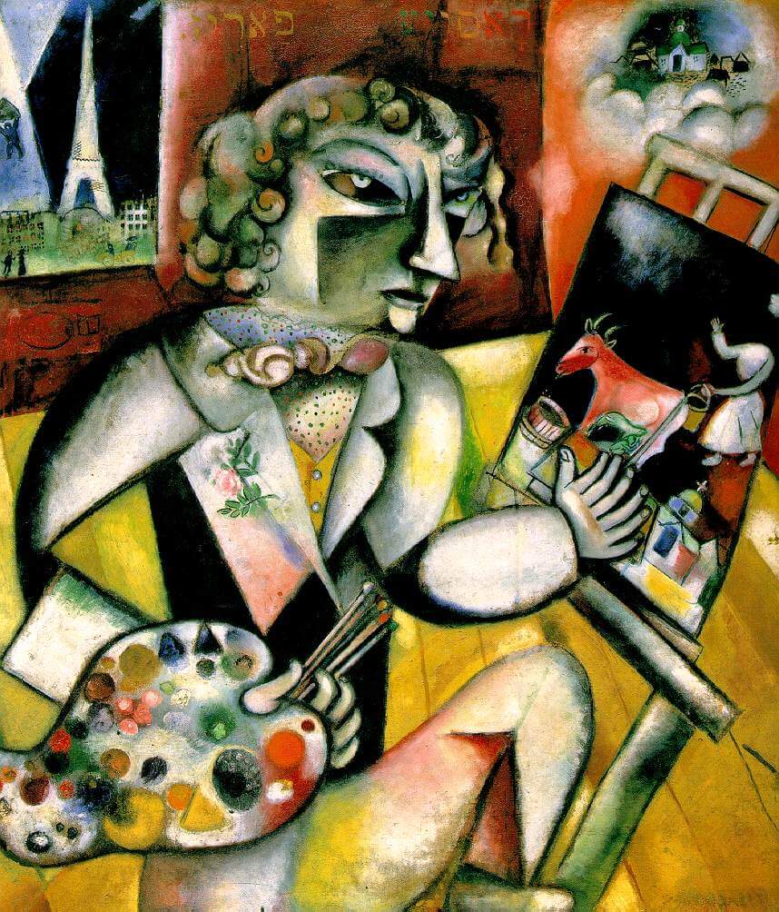 CHAGALL, A CSODÁLATOS 2 chagall self portrait with seven digits autoportrait 1913