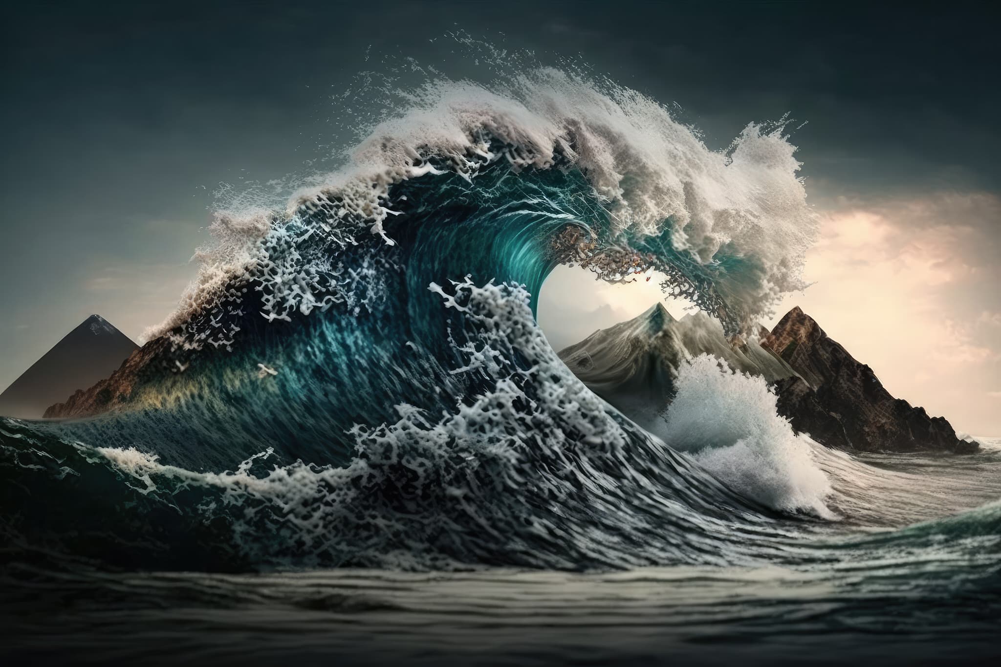 vecteezy a large wave of water in the sea a tsunami and a large 21986821 162